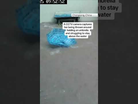 An elderly woman was rescued from flood by a man who can't swim