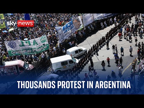 Watch live: Thousands protest in Argentina against President Milei's planned budget cuts
