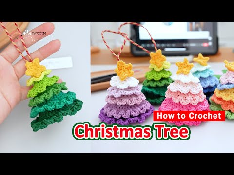 🎄Crochet Christmas Tree Tutorial 🌈 | Simple and Cute Holiday Decoration | 圣诞树钩针编织