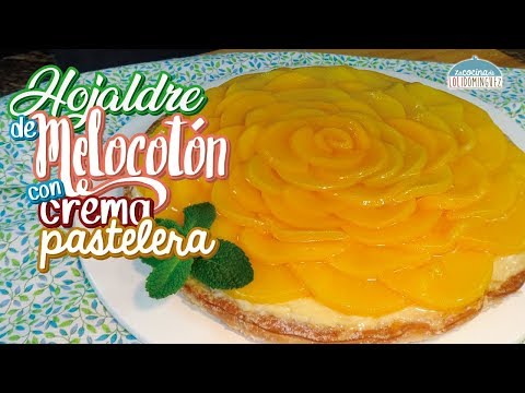 Tarta de melocotón (durazno) en hojaldre con crema pastelera - Recetas paso a paso. Loli Domínguez - UC5ONfXPjWgqElh0NZaRJ1tg