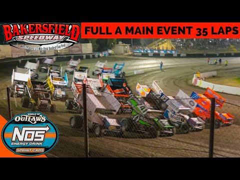 World of Outlaws NOS Energy Drink Sprint Cars | Bakersfield Speedway | Sept 13, 2024 | FULL A MAIN - dirt track racing video image