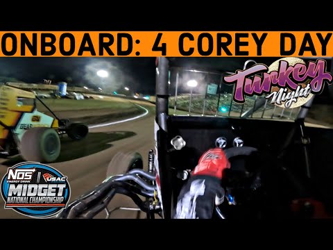 Corey Day ONBOARD: Factory Kahne Shocks #4 Midget Turkey Night GP Qualifier Ventura Raceway - dirt track racing video image