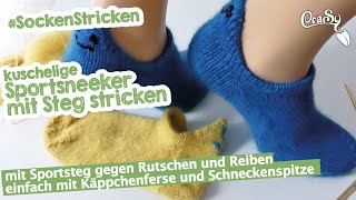 Kuschel - Sneeker - Socken mit Sportsteg stricken #Kuschelsocken stricken #Sportsneeker #Socktober