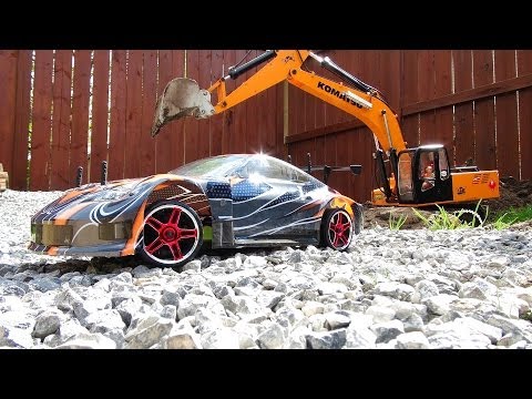 RC ADVENTURES - How to bury a Drift Car with a 4200XL Excavator - UCxcjVHL-2o3D6Q9esu05a1Q