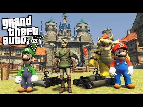 GTA 5 Mods - MARIO KART 8 "HYRULE CIRCUIT" MOD w/ LINK, MARIO, LUIGI & BOWSER (GTA 5 Mods Gameplay) - UCOrd4AWNd6lOgv0UWv84H2g