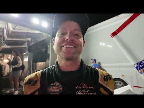 Bill Balog discusses his second-place finish in Thursday's Huset's Hustle at Huset's Speedway - dirt track racing video image