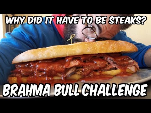 4+ Pound Brahma Bull Steak Challenge from "Man v Food Nation" at The Rib Line | Freak Eating