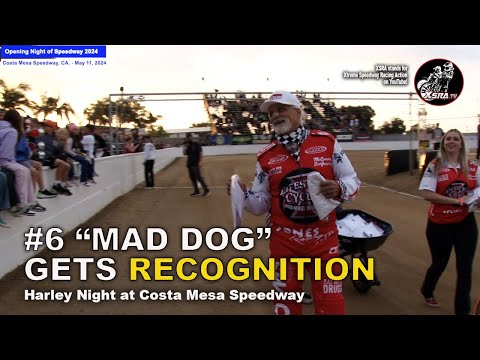 Mad Dog gets Recognition! Heat 1! Costa Mesa Speedway Opener #racing  #racing #sportsreporter - dirt track racing video image