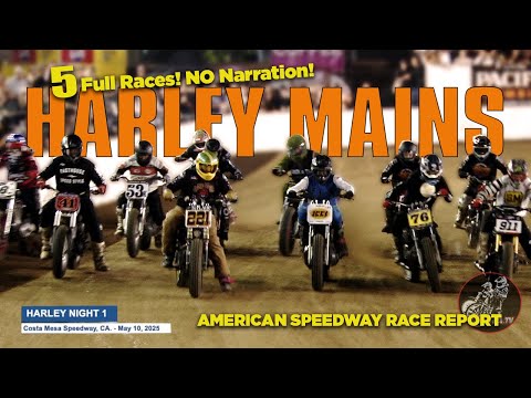 5 Full Harley MAIN Events! Smokin' tires! Burning Rubber! - dirt track racing video image