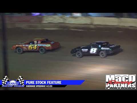 Pure Stock Feature - Cherokee Speedway 4/1/23 - dirt track racing video image