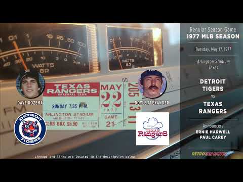 1977 Detroit Tigers vs Texas Rangers - Radio Broadcast video clip