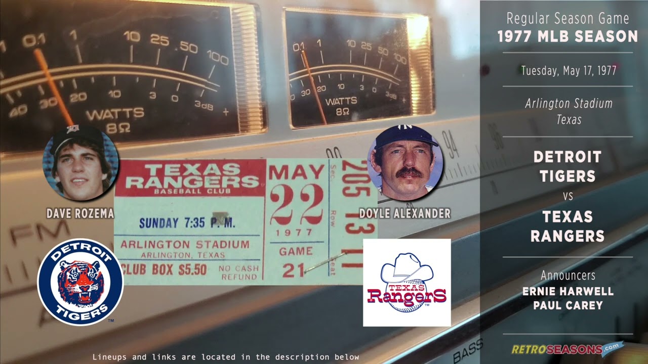 1977 Detroit Tigers vs Texas Rangers - Radio Broadcast video clip