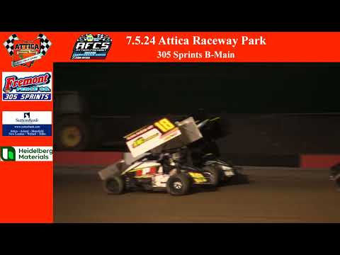7.5.24 Attica Raceway Park 305 Sprints B-Main - dirt track racing video image
