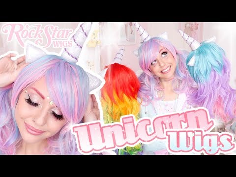 TRYING ON UNICORN WIGS! | RockStar Wigs Unicorn Collection Wig Review - UCiWbNSajTR_7gxfjaXxExJQ