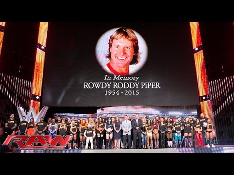 The entire WWE roster honors WWE Hall of Famer "Rowdy" Roddy Piper: Raw, Aug. 3, 2015 - UCJ5v_MCY6GNUBTO8-D3XoAg