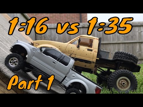 1:16 Vs 1:35 Scale Truck climbing test. WPL C14 Vs Orlandoo Hunter part 1. David & Goliath - UCSgcnNUXj1466tP-bm2ZdGA