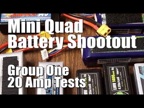 Mini Quad Battery Shootout - Group One - 80% Discharge @ 20 Amps - UCX3eufnI7A2I7IkKHZn8KSQ
