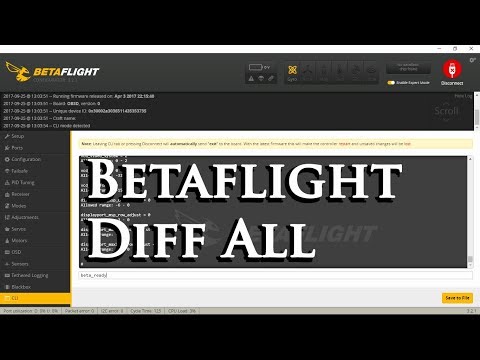 Betaflight CLI Diff All - As Fast As Possible - UC5O1yJryrMbYm3xFmEhojFA