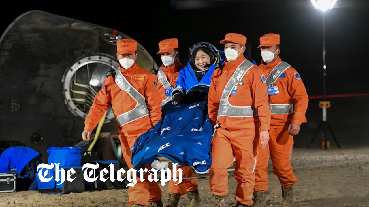 China’s Shenzhou 14 astronauts carried out of space capsule after returning to earth