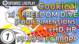 Cookiezi | xi - FREEDOM DiVE [FOUR DIMENSIONS] HDHR FC 99.83% 800pp | Livestream w/ chat reaction!