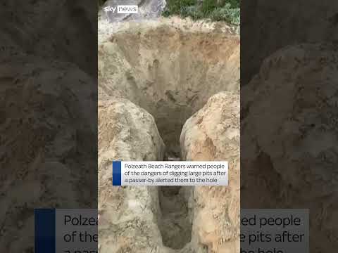Warning as 6ft hole dug on Cornwall beach