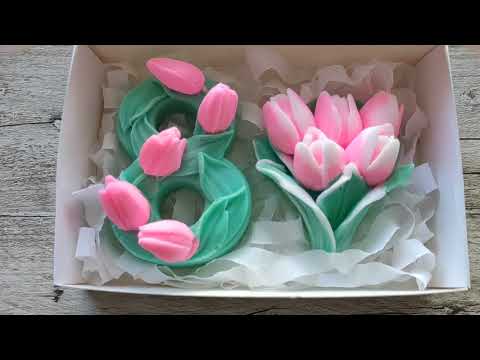 мыло ручной работы восьмое марта восьмерка букет тюльпанов