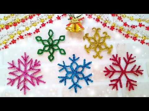 【簡単】キラキラモール✨雪の結晶の作り方🎅100均【クリスマス飾り🌲】DIY How to make snowflakes.christmas ornament