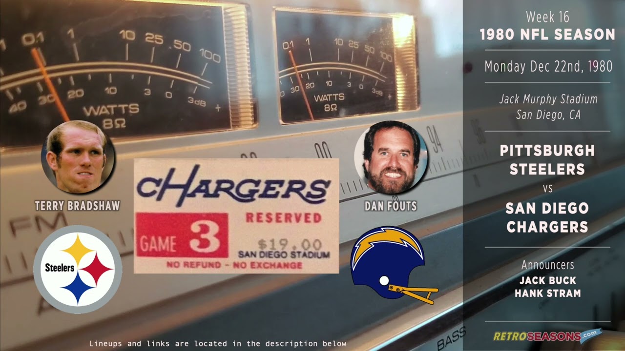 1980 NFL Week 16 • Pittsburgh Steelers vs San Diego Chargers - Radio Broadcast video clip