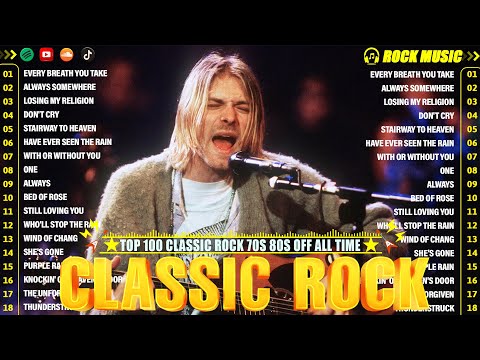 Nirvana, Guns N Roses, ACDC, Queen, Bon Jovi, Scorpions, Aerosmith - Classic Rock Songs 70s 80s 90s