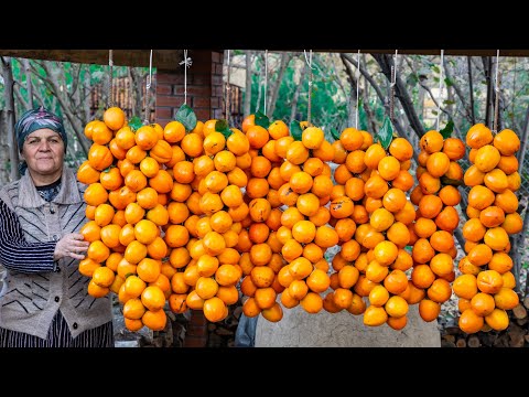 Harvesting Persimmon and Keeping Them for Winter WITHOUT any Chemicals | Outdoor cooking channel