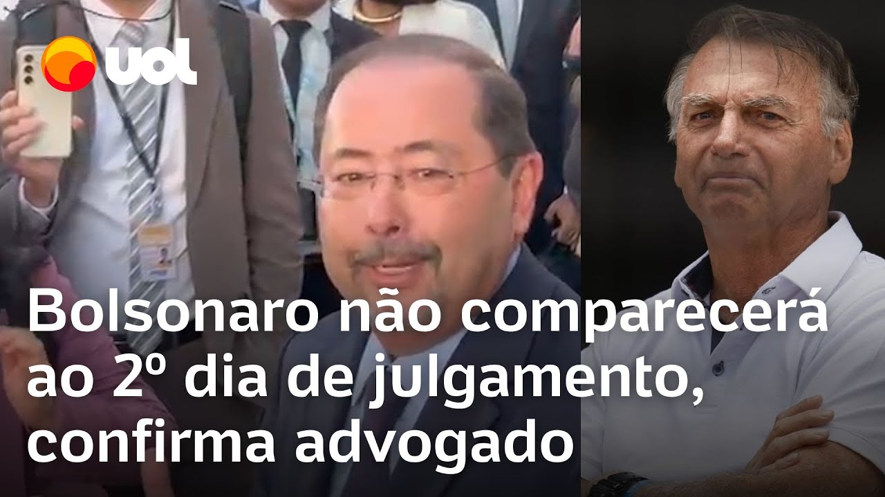 Defesa de Bolsonaro diz que ex-presidente não irá ao segundo dia de julgamento por questão de saúde