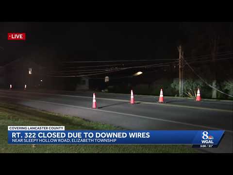 Crash damages pole, shuts down Route 322 in Lancaster County