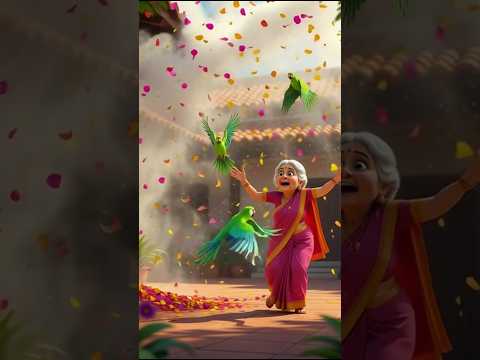 दादी की फूलों की बगिया उड़ गई! 🦜 तोता बचाएगा? 😢 लाइक करो, वरना... 💔 #cartoon #animation#hindistories