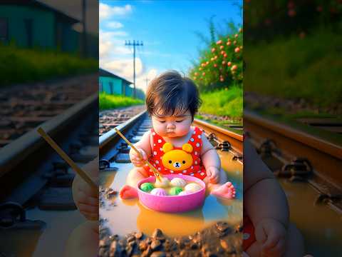 ❤️ Evolution of Baby: Train Attack on Baby for Food Eating #cat #cute #love #shorts BabyLos 40