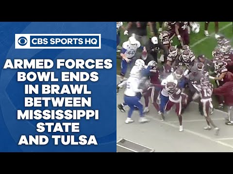 Massive brawl breaks out at end of Armed Forces Bowl between Miss State and Tulsa | CBS Sports HQ