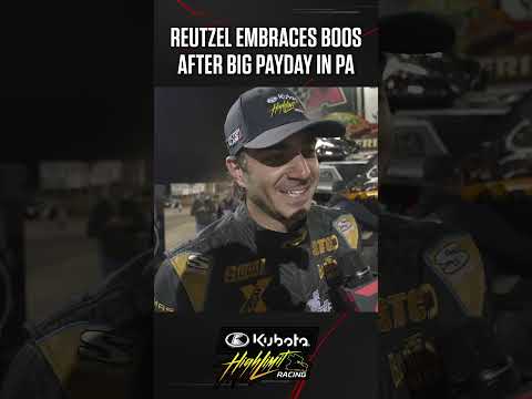 🔊👂Aaron Reutzel knew he was going to get booed and decided to embrace it. #HighLimitRacing 🏁 - dirt track racing video image