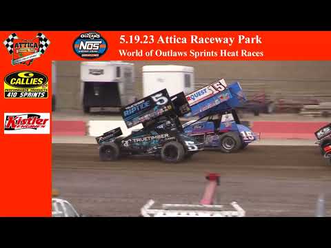 Friday May 19th 2023 | World of Outlaws Sprints Heat Races | Attica Raceway Park - dirt track racing video image