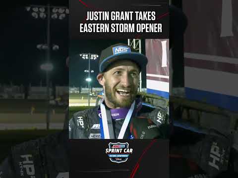 🏁🔉 &quot;This is what they put your name on the visor for&quot; Justin Grant steals one at Brideport #USAC - dirt track racing video image
