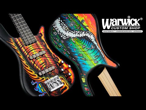 Custom Trujillo Signature Warwick Bass w. Hand-Drawn Ric Clayton Artwork #23-4481