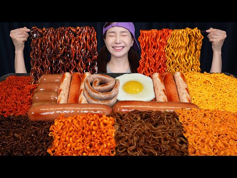 편의점 🔥 6가지 맛 라면 & 소세지 먹방 ! Korean Convenience Store 6 flavors Ramyun & Sausages Mukbang ASMR Ssoyoung