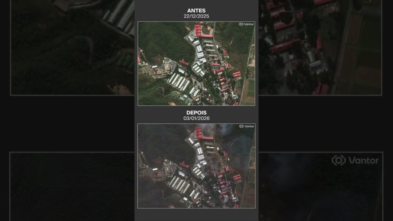Imagens de satélite mostram antes e depois de base militar venezuelana