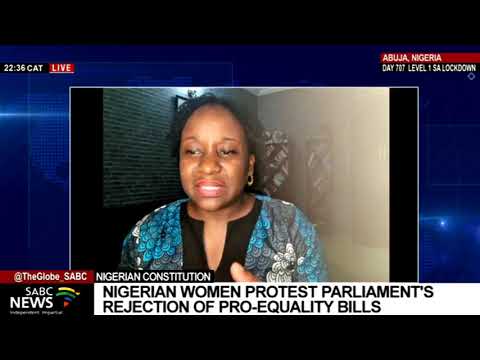 Nigerian women stage a protest against the rejection of several bills seeking gender equality