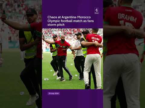 Chaos at Argentina-Morocco Olympic football match as fans storm pitch