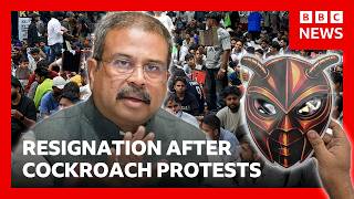 Thumbnail for the video "India's Education Minister Dharmendra Pradhan resigns after weeks of 'cockroach' protests | BBC News" from BBC News