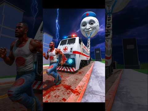 💥Franklin vs Longest Ambulance Moon Train Challenge in Indian Bikes Driving 3D🚑🌕#gta #gaming#short#k