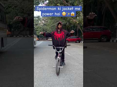 Spider-Man ki jacket me power hai 😱✨😳 #irfanbmx #ytshorts #spiderman #content #viral #reaction