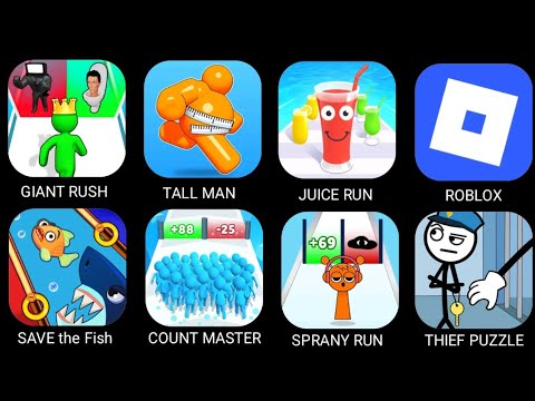 Giant Rush, Tall Man, Juice Run, Roblox, Save the Fish, Count Master, Spranky Run, Thief Puzzle