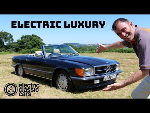 Luxury electric Mercedes 500SL road trip to Loton Park hill climb.