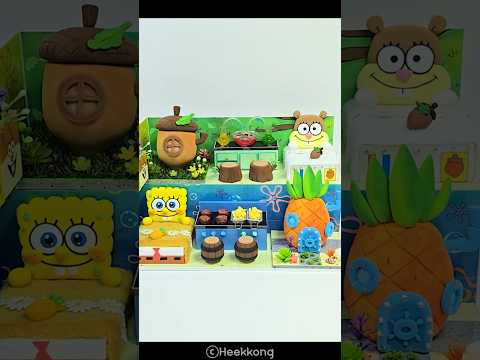 #shorts DIY Miniature Spongebob♥Sandy Cheeks House ♥Making Spongebob×Sandy Cheeks♥acorn vs pineapple