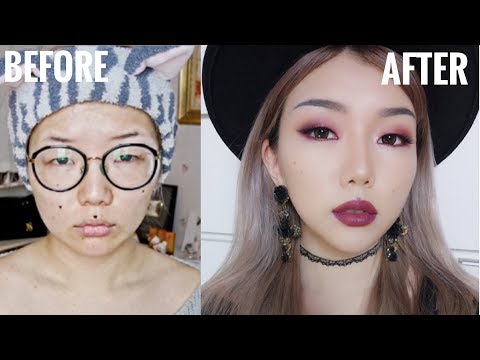 How I Put My Face On For Instagram - Red Plum Colored Affordable Monolid Makeup Tutorial 2017